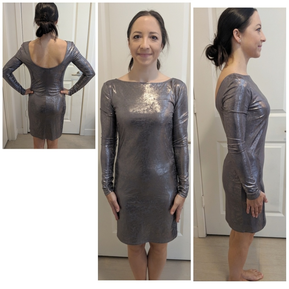 Silver cocktail long sleeve dress
